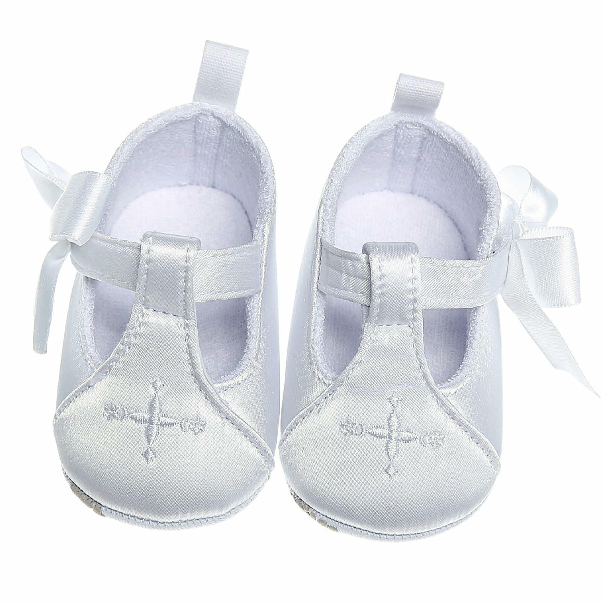 Baby Girls’ White Satin Christening Booties – 12–18 Months
