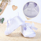 Baby Girls’ White Satin Christening Booties – 12–18 Months