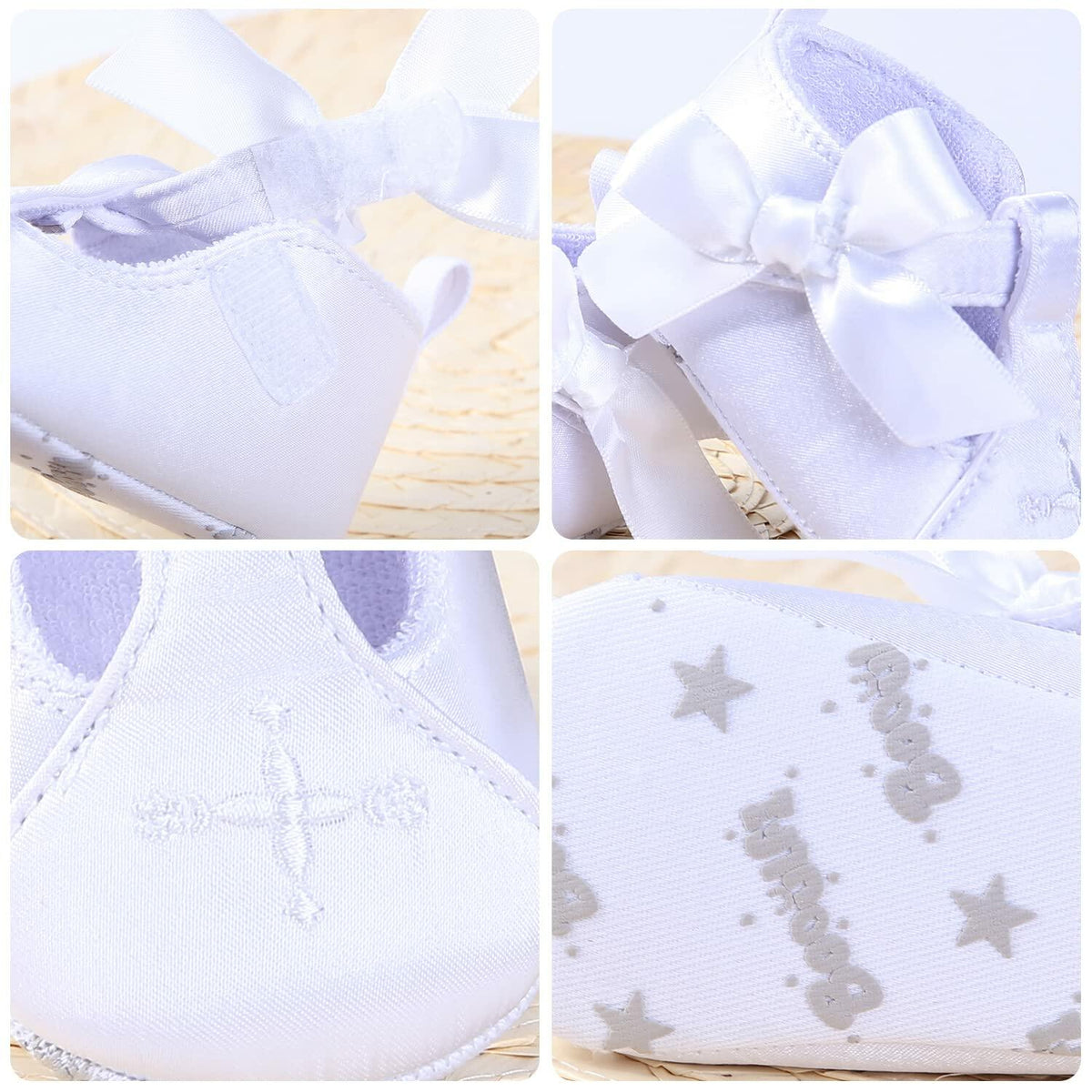 Baby Girls’ White Satin Christening Booties – 12–18 Months