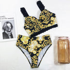Women’s Vintage Print High-Waisted Bikini Set