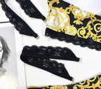 Women’s Vintage Print High-Waisted Bikini Set