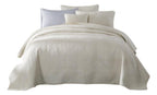 Tache Vanilla Cream Ivory Paisley Damask Stitch Matelassé Cotton Quilt Set (JHW-643)