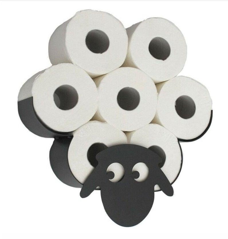 Sheep Wall-Mounted Toilet Paper Holder – 7 Roll Storage Rack