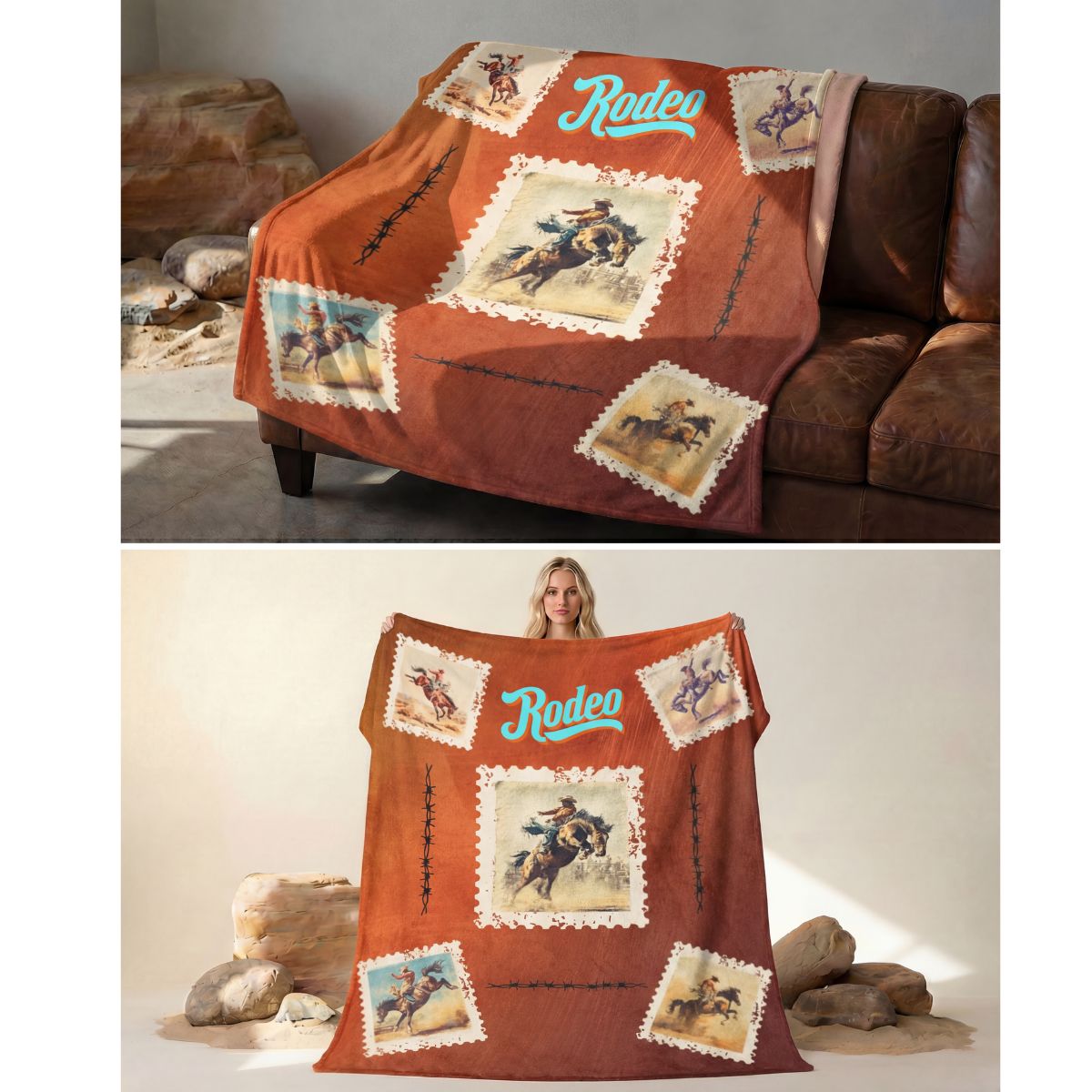 Baha Ranch Western Rodeo Throw Blanket