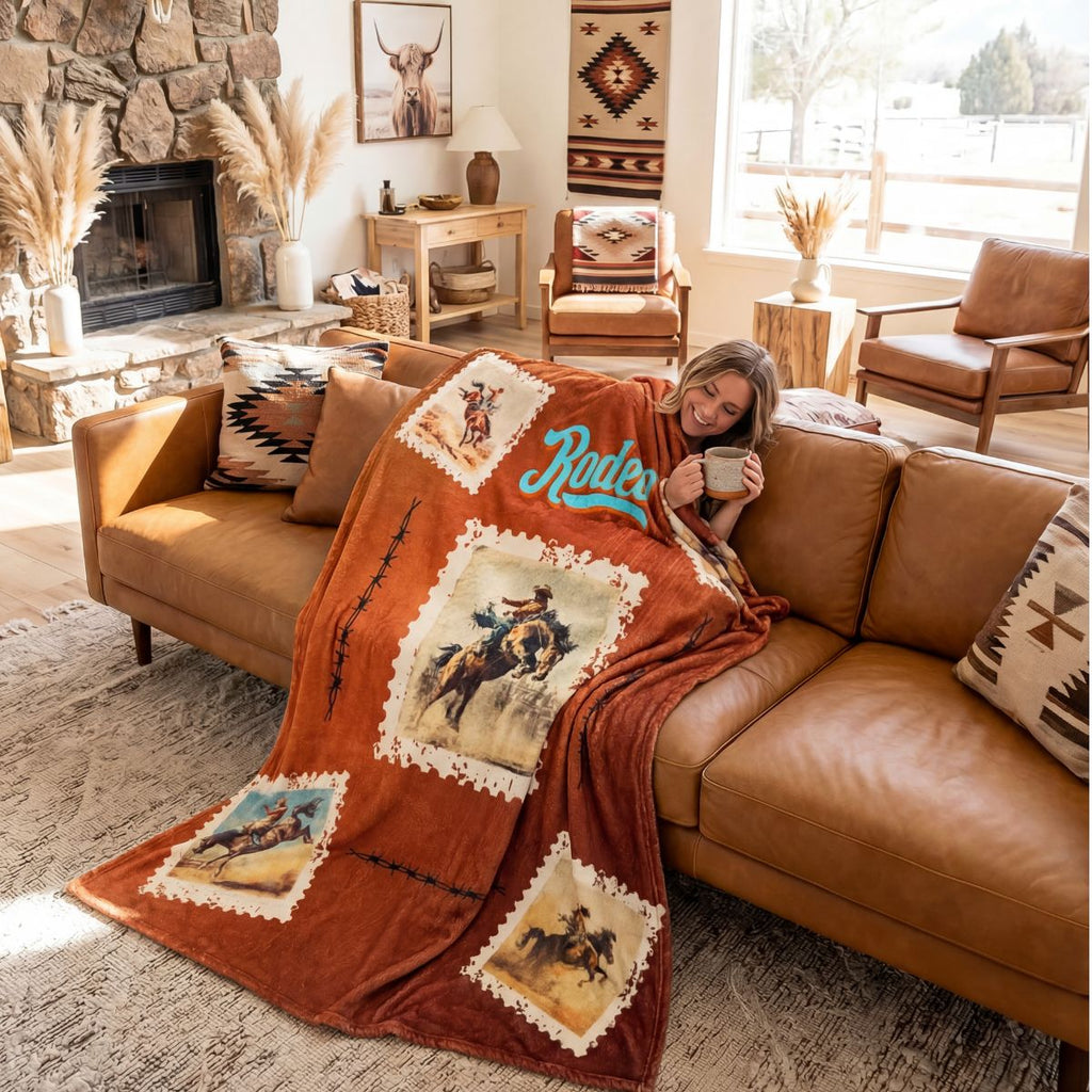 Baha Ranch Western Rodeo Throw Blanket
