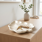 White Elm Leaf Decorative Tray – Handcrafted Gypsum 6"