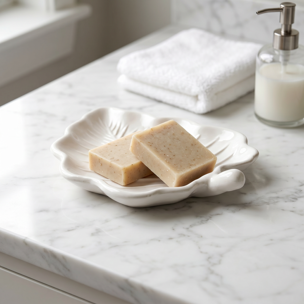 White Elm Leaf Decorative Tray – Handcrafted Gypsum 6"
