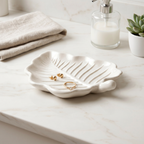 White Elm Leaf Decorative Tray – Handcrafted Gypsum 6"