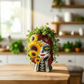Talavera Sunflower Skull Planter | Handmade Day of the Dead Pot