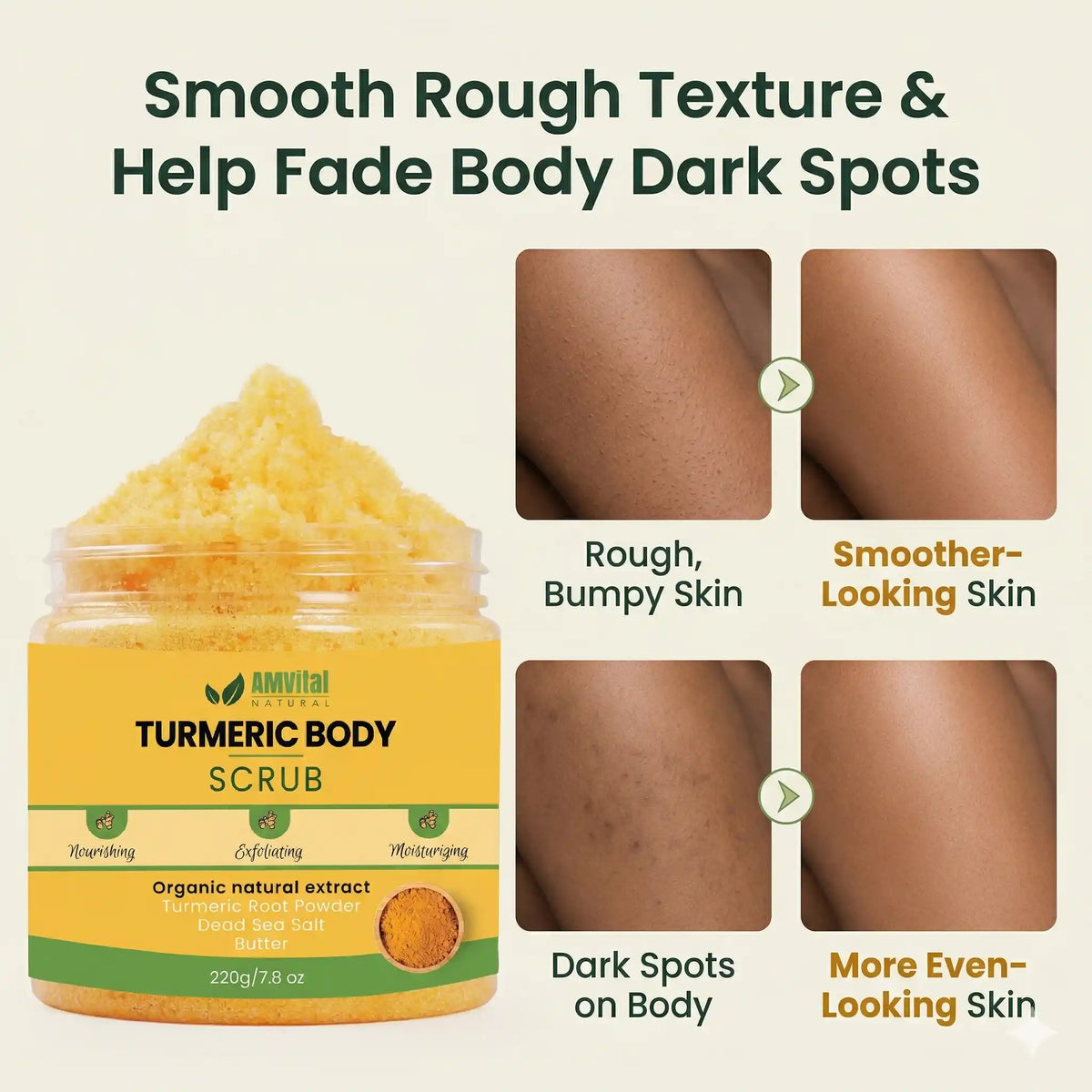 AMVital Turmeric Body Scrub – Exfoliating & Brightening Body Polish