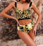 Women’s Vintage Print High-Waisted Bikini Set