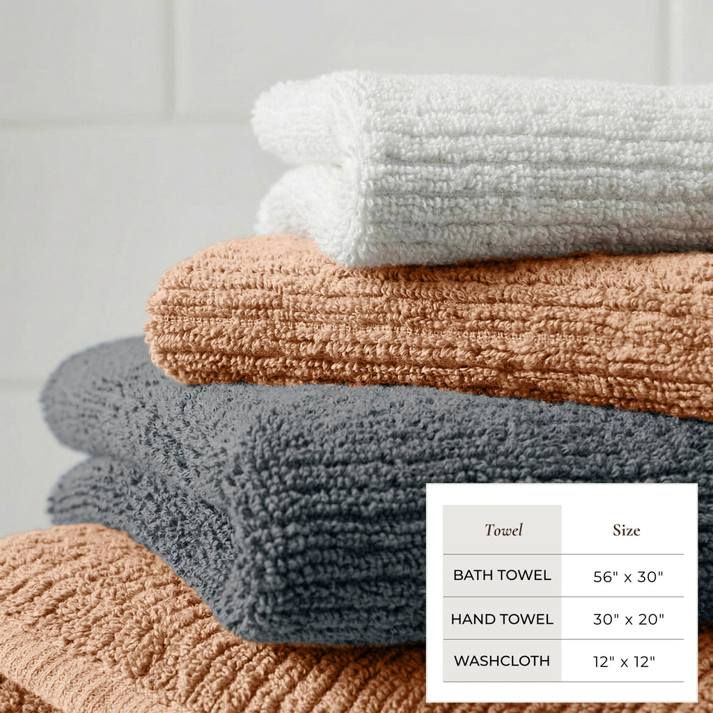 Georgiana Turkish Cotton Ribbed Bath Towel Set – 6 Piece